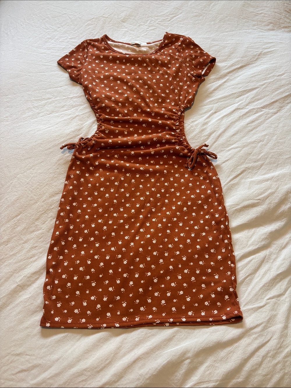 Jessica Simpson Rust Floral Side-Tie Midi Dress